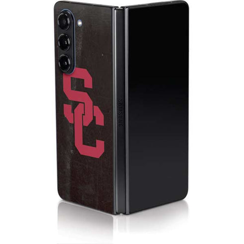 University of Southern California USC Black Distressed Galaxy Z Fold5 5G Skin